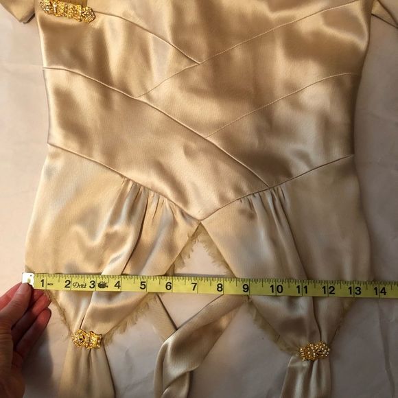 VINTAGE Allen Schwartz gold satin dress | Gatsby 20s 30s - Picture 11 of 14